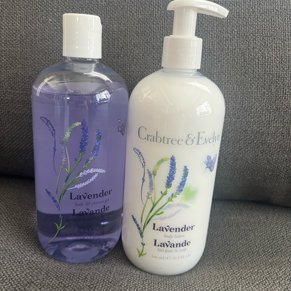 Crabtree & Evelyn Lavender Body Lotion and  Gel 16.9 fl oz New (2 pc)